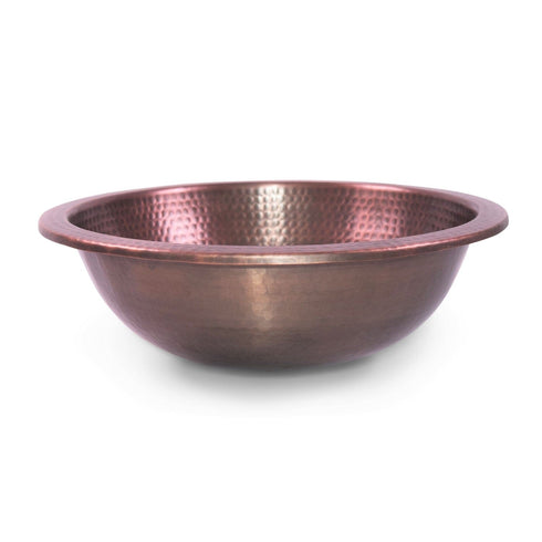 Pure Copper Hand Hammered 16 inch Rotunda Dual Mount Drop In Undermount Bathroom Sink